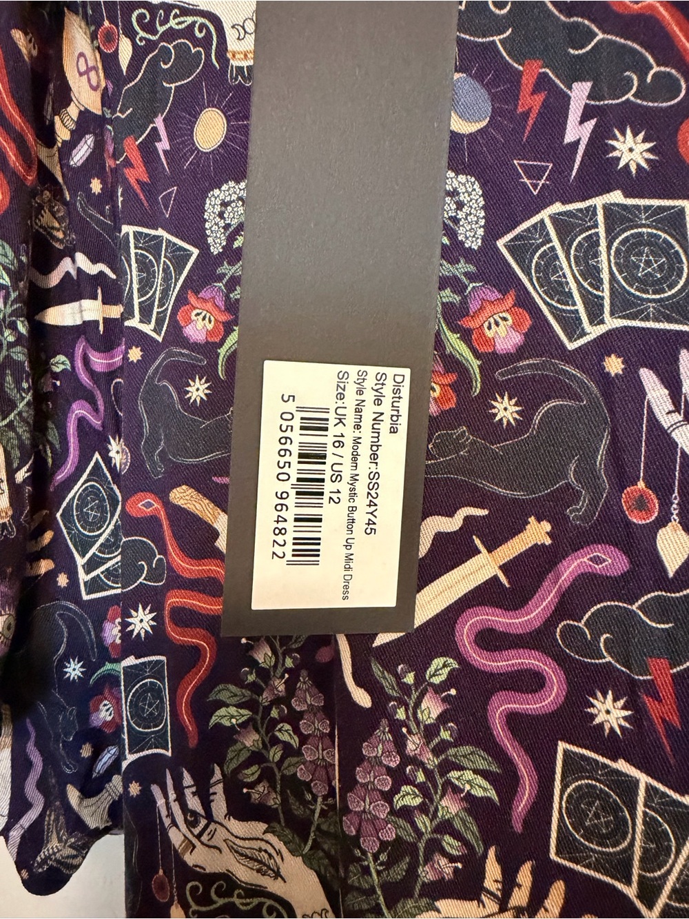 NWT Disturbia Modern Mystic Purple Halloween Spooky V-Neck Midi Dress - Picture 5 of 6